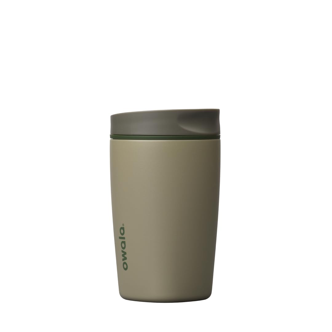 Owala SmoothSip Slider Insulated Stainless Steel Coffee Tumbler, Reusable Iced Coffee Cup, Hot Coffee Travel Mug, BPA Free 12 oz, Campfire Nights
