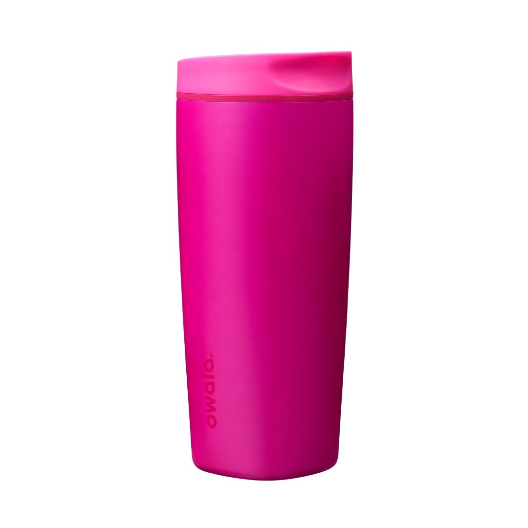 Owala SmoothSip Slider Insulated Stainless Steel Coffee Tumbler, Reusable Iced Coffee Cup, Hot Coffee Travel Mug, BPA Free 12 oz, Campfire Nights