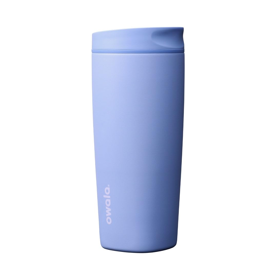 Owala SmoothSip Slider Insulated Stainless Steel Coffee Tumbler, Reusable Iced Coffee Cup, Hot Coffee Travel Mug, BPA Free 12 oz, Campfire Nights