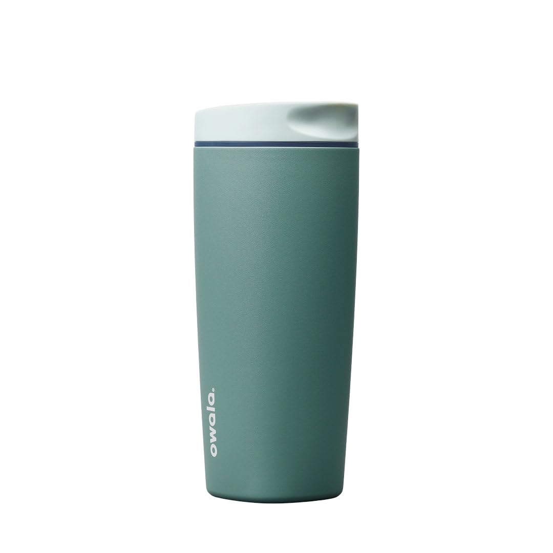 Owala SmoothSip Slider Insulated Stainless Steel Coffee Tumbler, Reusable Iced Coffee Cup, Hot Coffee Travel Mug, BPA Free 12 oz, Campfire Nights
