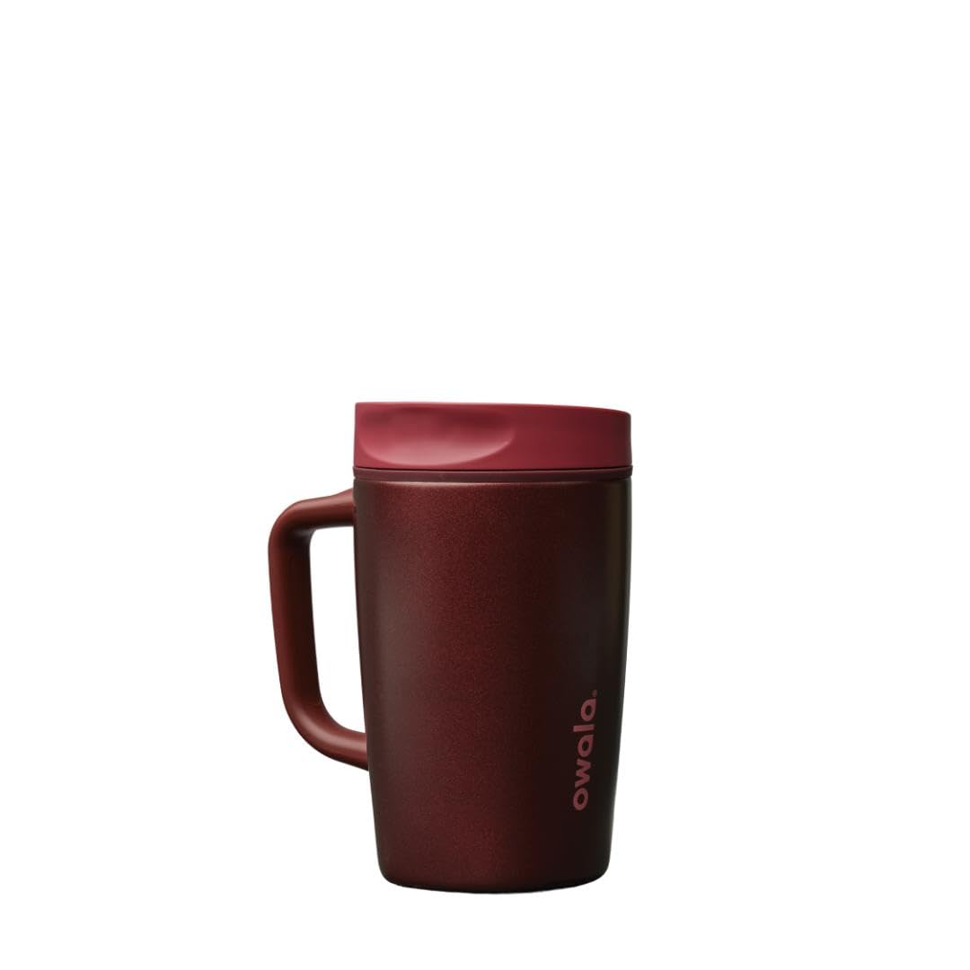 Owala SmoothSip Slider Insulated Stainless Steel Coffee Tumbler, Reusable Iced Coffee Cup, Hot Coffee Travel Mug, BPA Free 12 oz, Campfire Nights