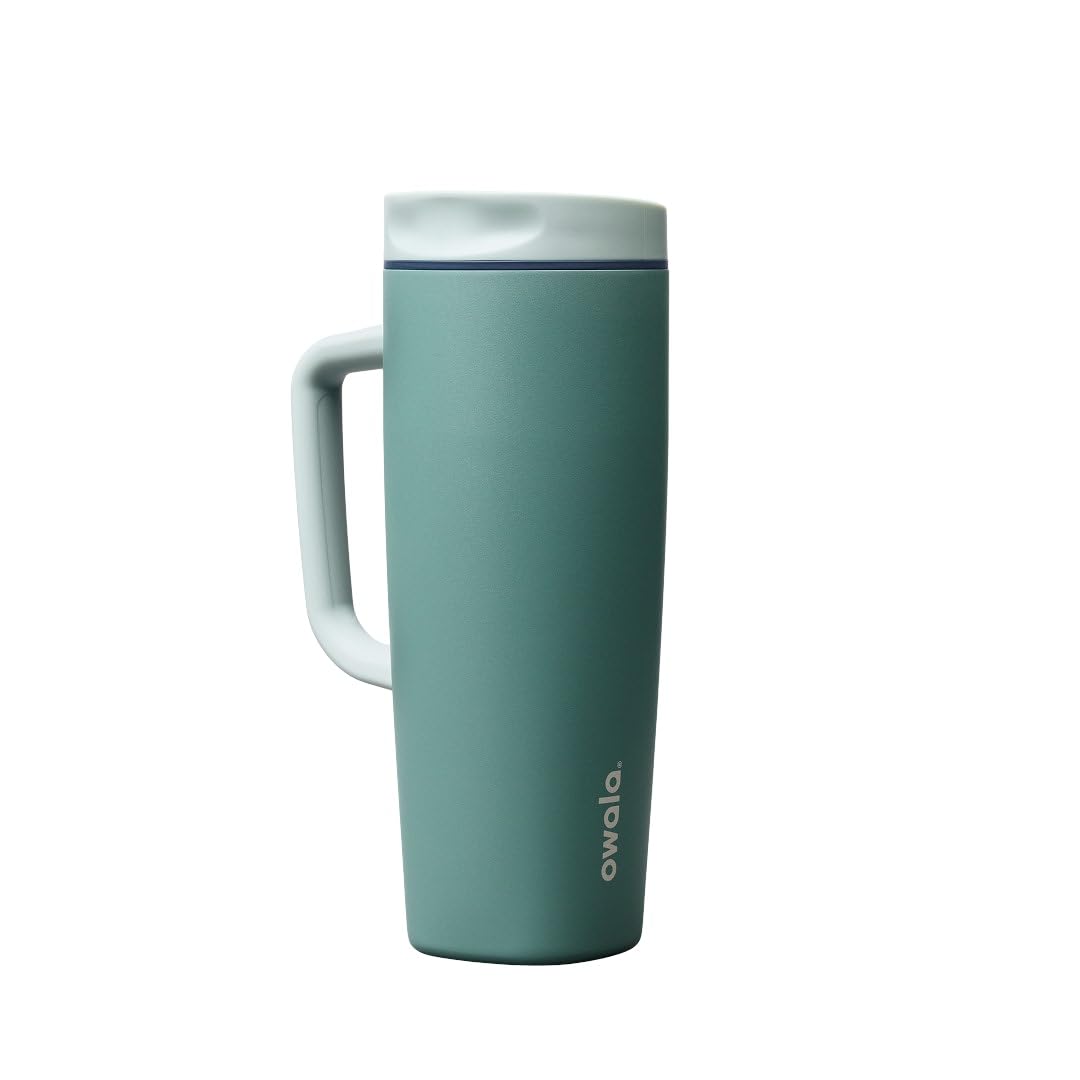 Owala SmoothSip Slider Insulated Stainless Steel Coffee Tumbler, Reusable Iced Coffee Cup, Hot Coffee Travel Mug, BPA Free 12 oz, Campfire Nights