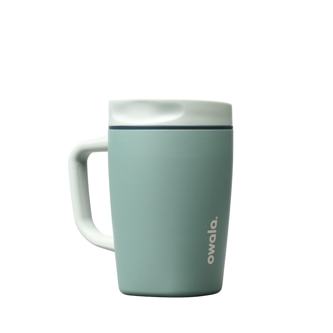 Owala SmoothSip Slider Insulated Stainless Steel Coffee Tumbler, Reusable Iced Coffee Cup, Hot Coffee Travel Mug, BPA Free 12 oz, Campfire Nights