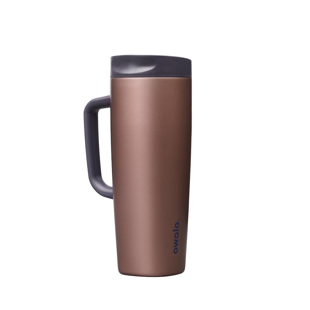 Owala SmoothSip Slider Insulated Stainless Steel Coffee Tumbler, Reusable Iced Coffee Cup, Hot Coffee Travel Mug, BPA Free 12 oz, Campfire Nights