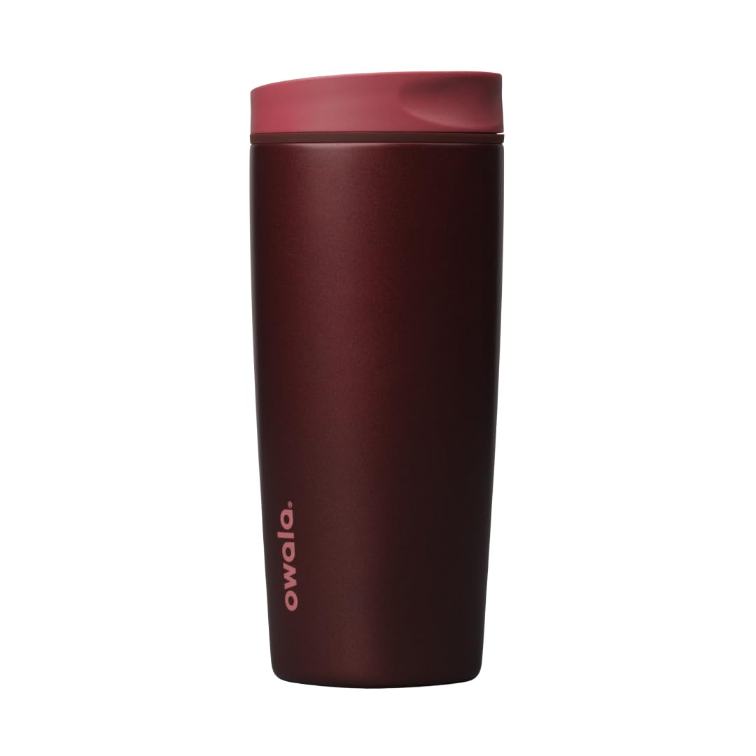 Owala SmoothSip Slider Insulated Stainless Steel Coffee Tumbler, Reusable Iced Coffee Cup, Hot Coffee Travel Mug, BPA Free 12 oz, Campfire Nights