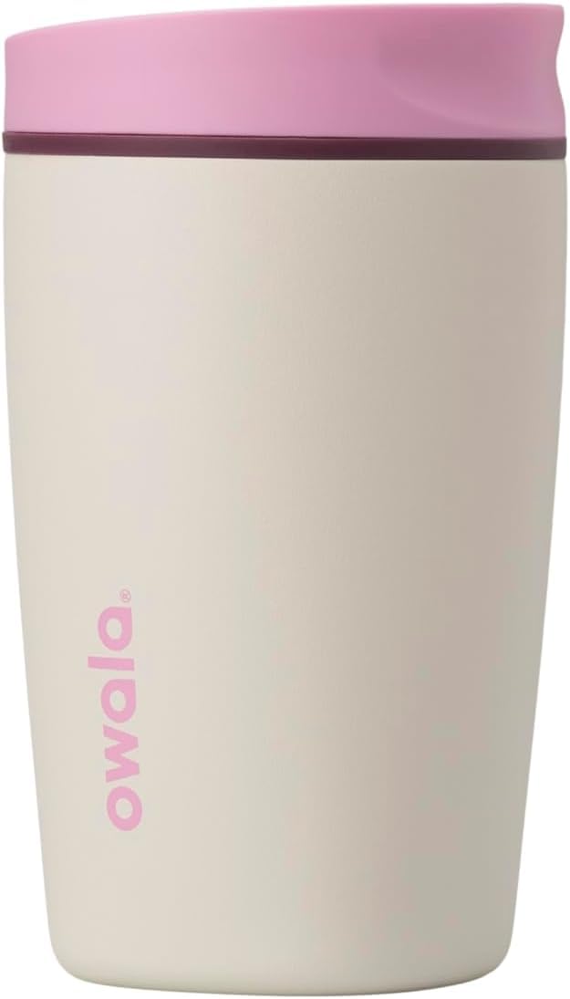 Owala SmoothSip Slider Insulated Stainless Steel Coffee Tumbler, Reusable Iced Coffee Cup, Hot Coffee Travel Mug, BPA Free 12 oz, Campfire Nights
