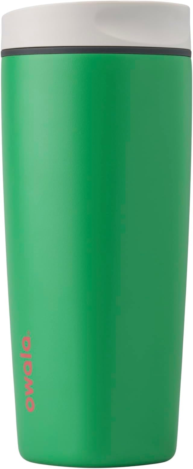Owala SmoothSip Slider Insulated Stainless Steel Coffee Tumbler, Reusable Iced Coffee Cup, Hot Coffee Travel Mug, BPA Free 12 oz, Campfire Nights
