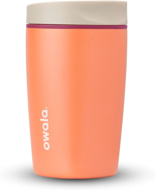 Owala SmoothSip Slider Insulated Stainless Steel Coffee Tumbler, Reusable Iced Coffee Cup, Hot Coffee Travel Mug, BPA Free 12 oz, Campfire Nights