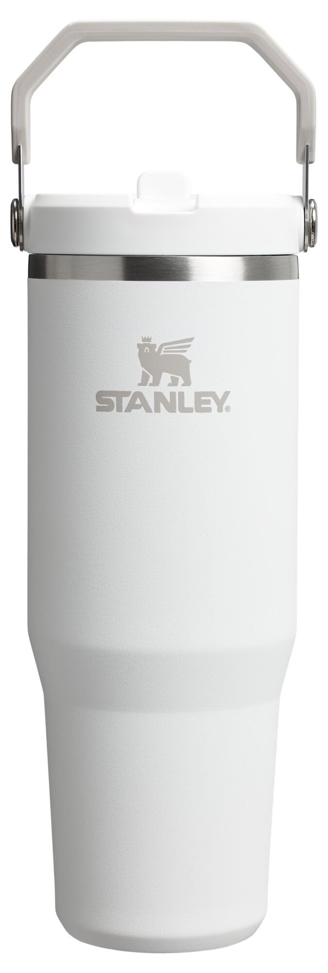STANLEY IceFlow Flip Straw Tumbler with Handle 30 oz | Twist On Lid and Flip Up Straw | Leak Resistant Water Bottle | Insulated Stainless Steel |BPA-Free | Cream