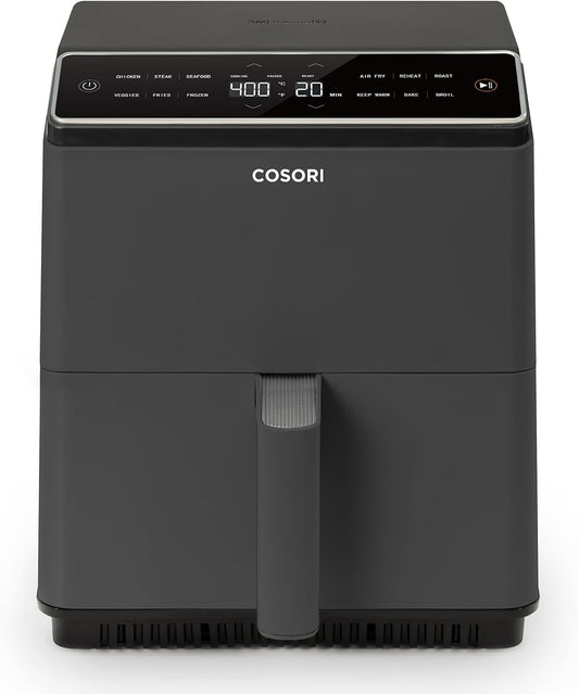 Cosori Smart Air Fryer 6.8 Qt, Dual Heating Elements, Ceramic Coating, Gray