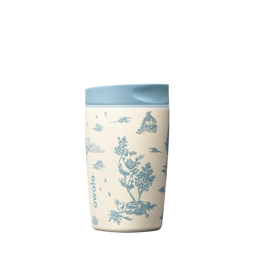 Owala SmoothSip Slider Insulated Stainless Steel Coffee Tumbler, Reusable Iced Coffee Cup, Hot Coffee Travel Mug, BPA Free 12 oz, Campfire Nights
