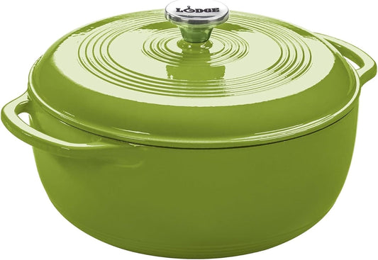 Lodge Essential Enamel Cast Iron Dutch Oven, 6 Quart, Avocado