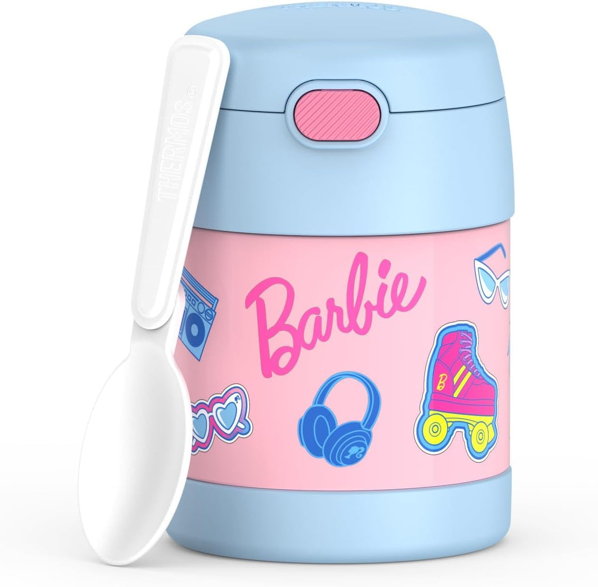 THERMOS FUNTAINER Insulated Food Jar, 10 Ounce, Kid Friendly Food Jar with Foldable Spoon, Rainbow Cloud