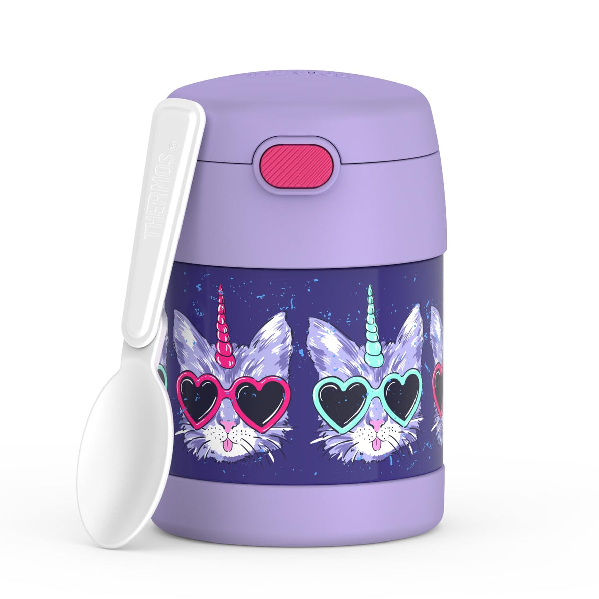 THERMOS FUNTAINER Insulated Food Jar, 10 Ounce, Kid Friendly Food Jar with Foldable Spoon, Rainbow Cloud