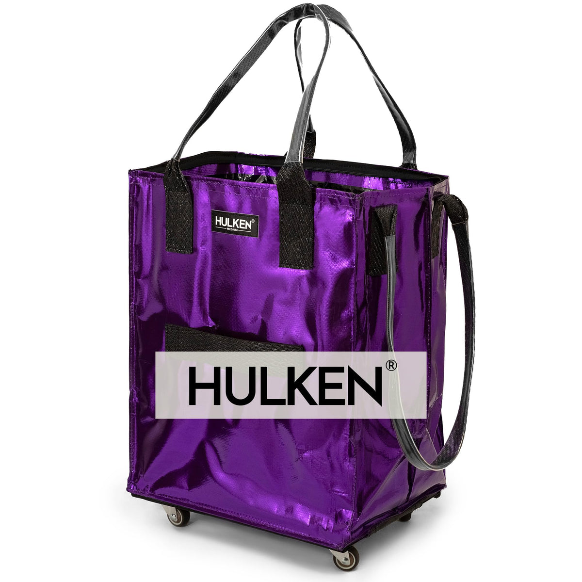 HULKEN - Medium Black, Reusable Grocery Bag On Wheels, Holds 66 lb