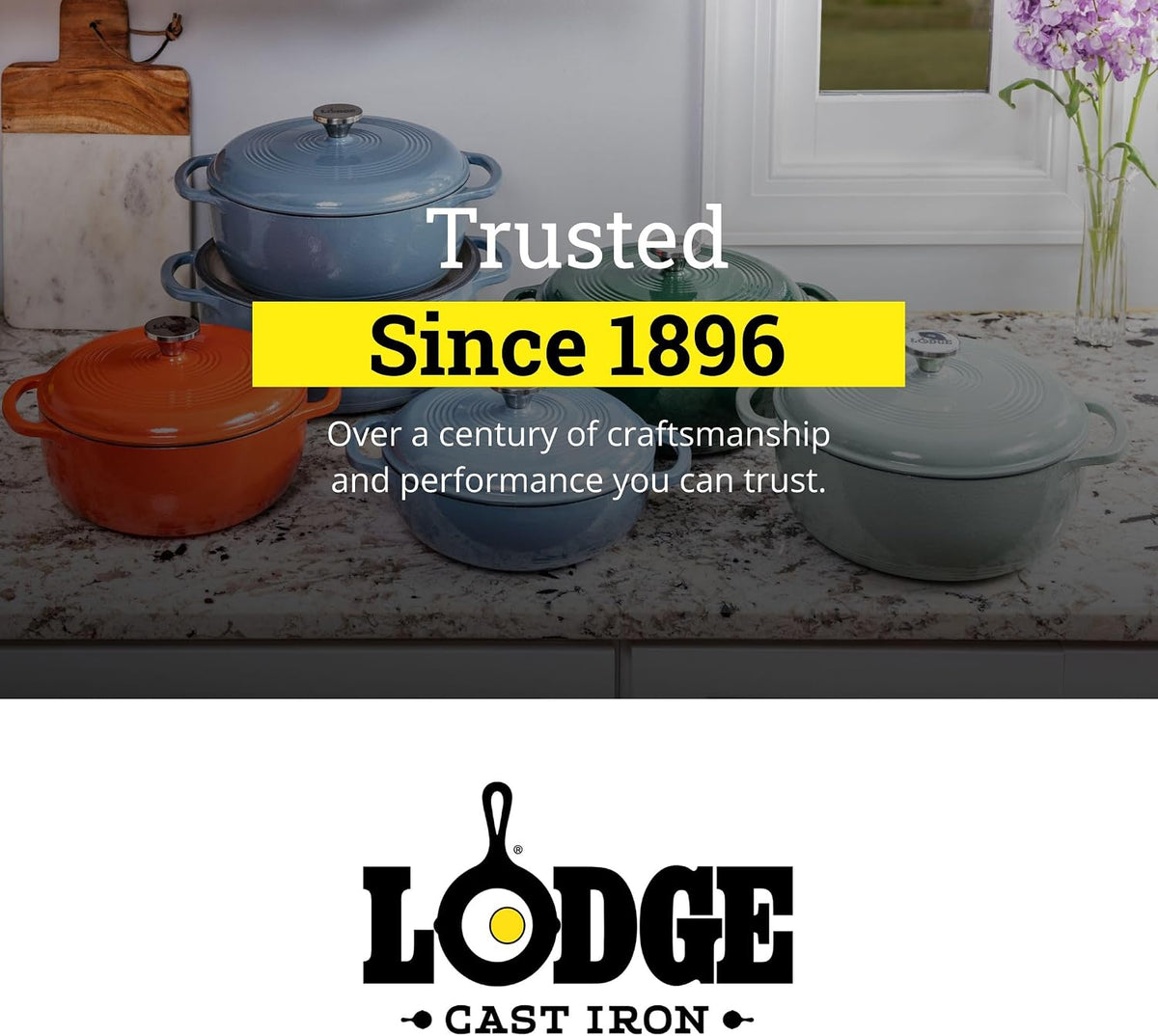 Lodge Essential Enamel Cast Iron Dutch Oven, 6 Quart, Avocado