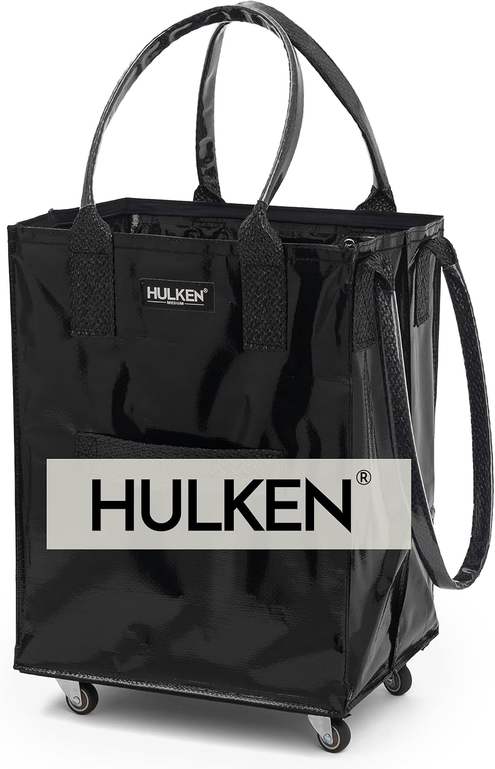 HULKEN - Medium Black, Reusable Grocery Bag On Wheels, Holds 66 lb