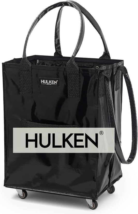 HULKEN - Medium Black, Reusable Grocery Bag On Wheels, Holds 66 lb