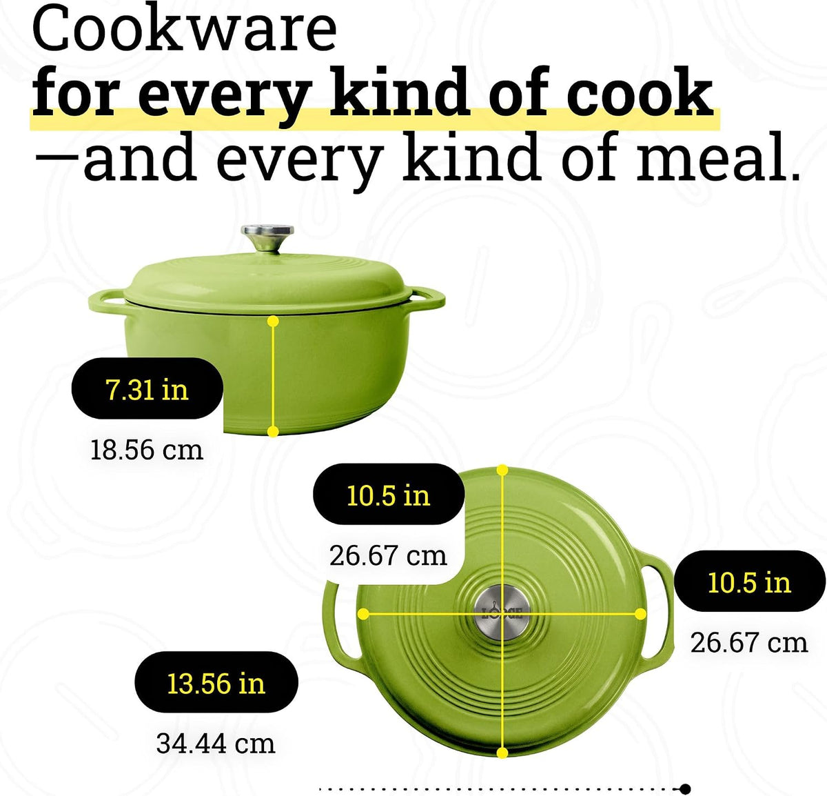 Lodge Essential Enamel Cast Iron Dutch Oven, 6 Quart, Avocado