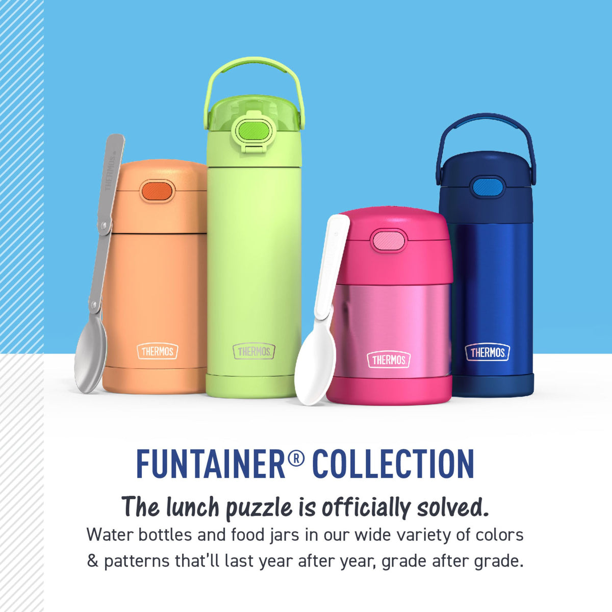 THERMOS FUNTAINER Insulated Food Jar, 10 Ounce, Kid Friendly Food Jar with Foldable Spoon, Rainbow Cloud