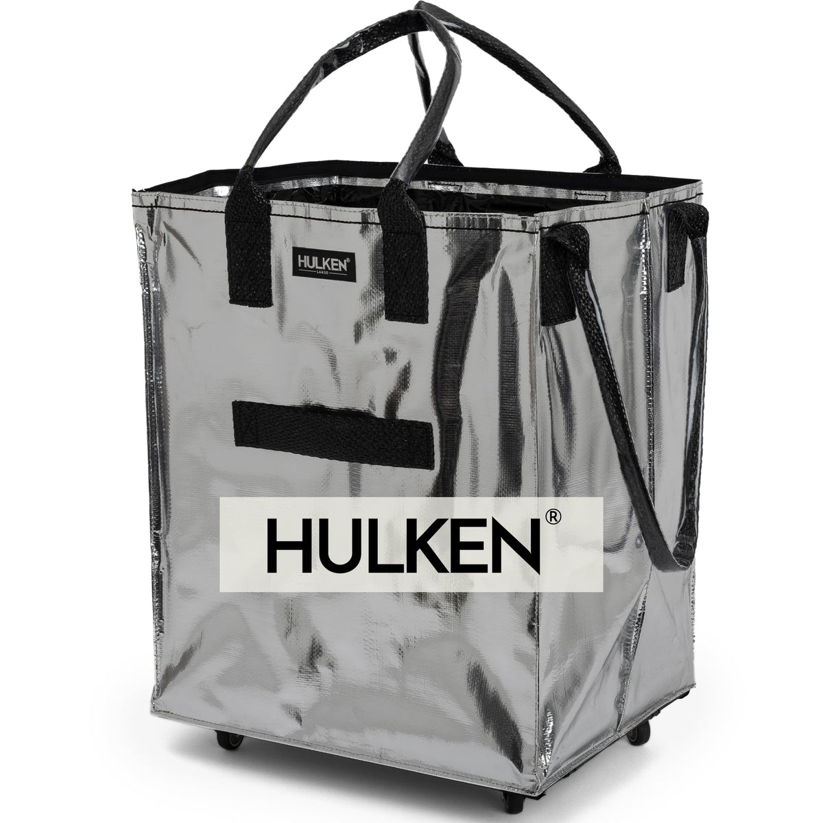 HULKEN - Medium Black, Reusable Grocery Bag On Wheels, Holds 66 lb