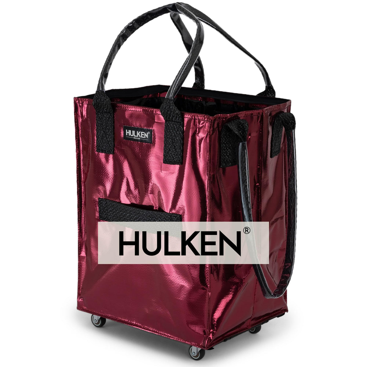 HULKEN - Medium Black, Reusable Grocery Bag On Wheels, Holds 66 lb