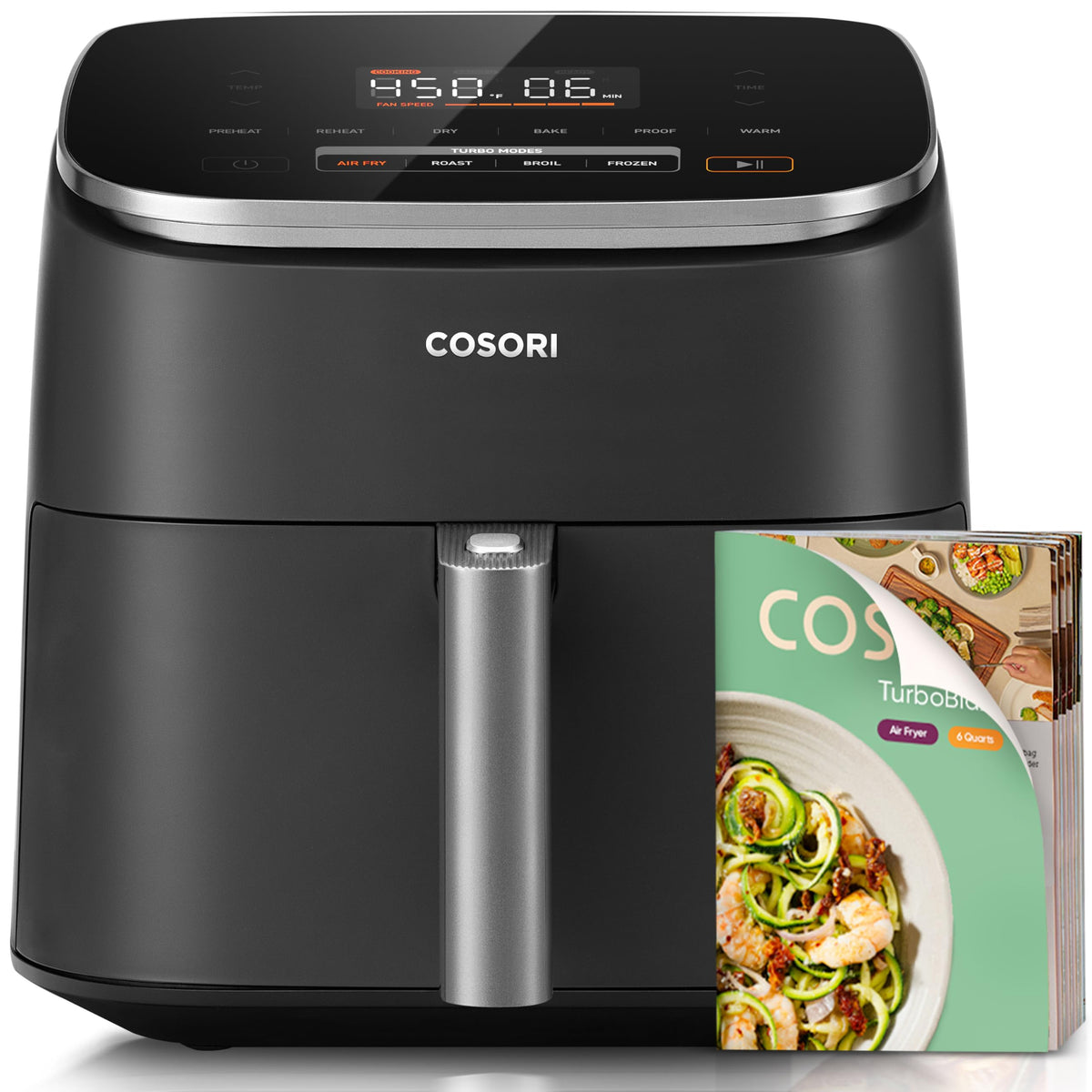 Cosori Smart Air Fryer 6.8 Qt, Dual Heating Elements, Ceramic Coating, Gray