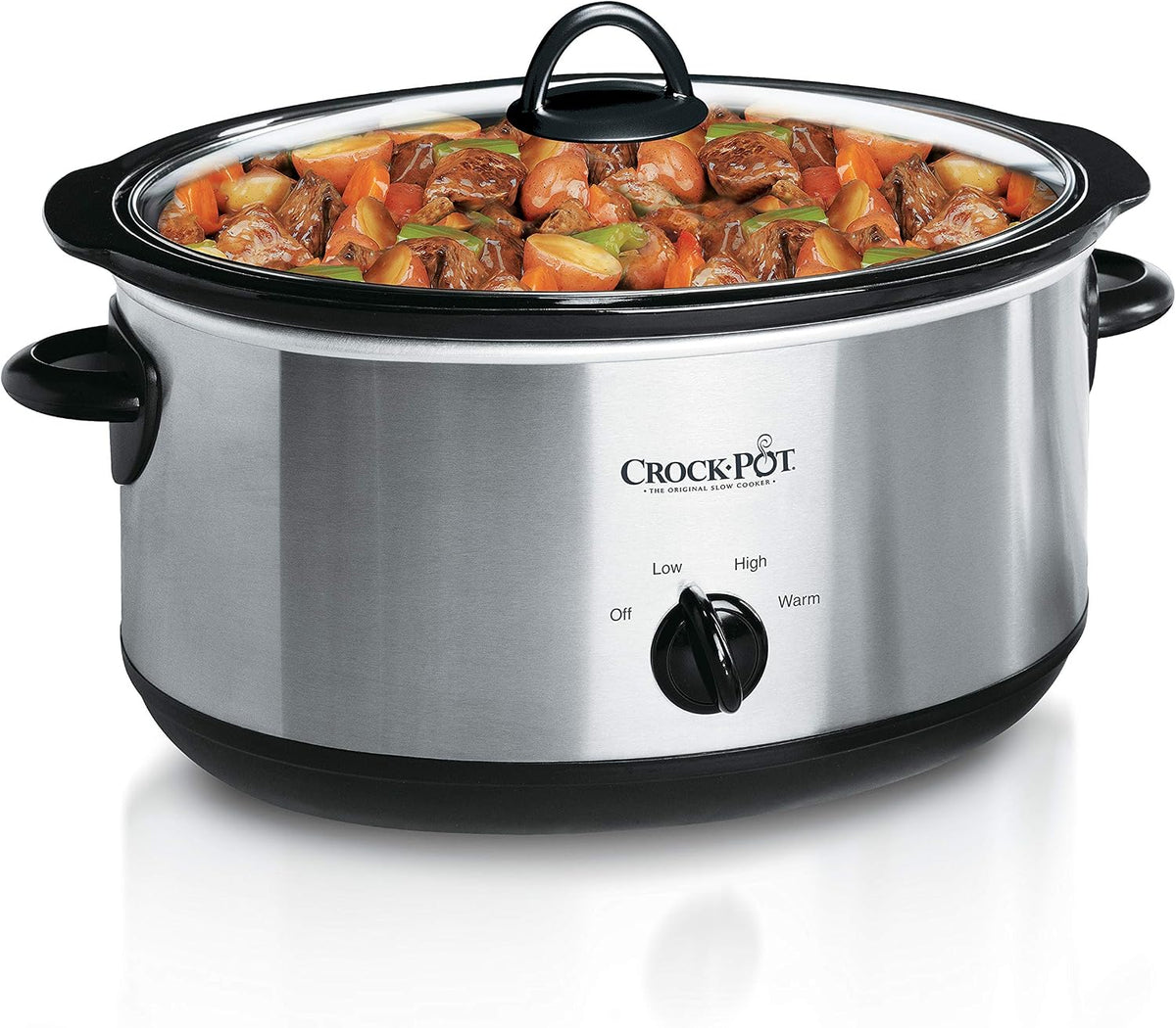 Crock-Pot 8-Quart Manual Slow Cooker, XL Family Size Serves 10+ People, Removable Stoneware with Warming Setting, Dishwasher Safe for Easy Cleanup, Stainless Steel